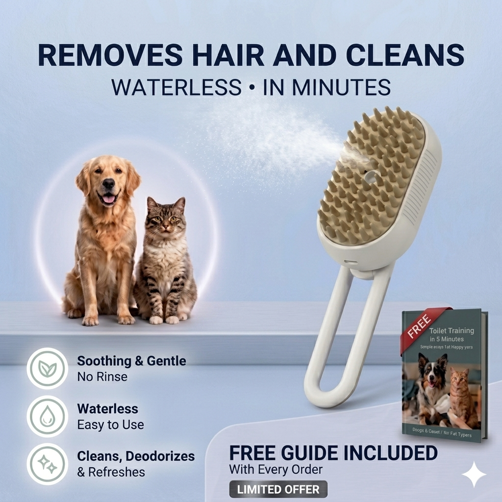 3-in-1 Steam Brush – Grooming Comb with Spray & Massage