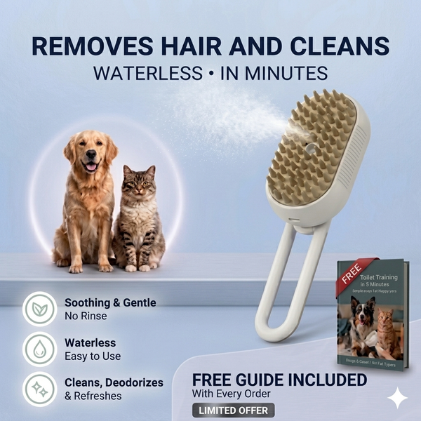3-in-1 Steam Brush – Grooming Comb with Spray & Massage