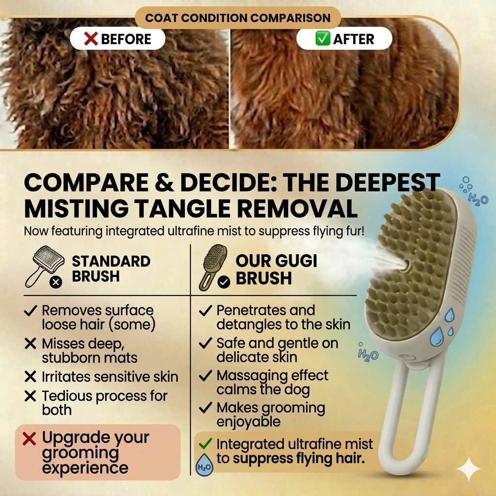 3-in-1 Steam Brush – Grooming Comb with Spray & Massage
