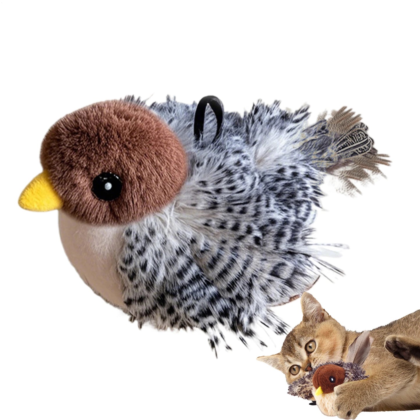 Flappy Bird Cat Toy Cute Flapping Wings Bird Toy for Cats Interactive Kitten Exercise Toy Touch Activated Catnip Toys Sandpiper