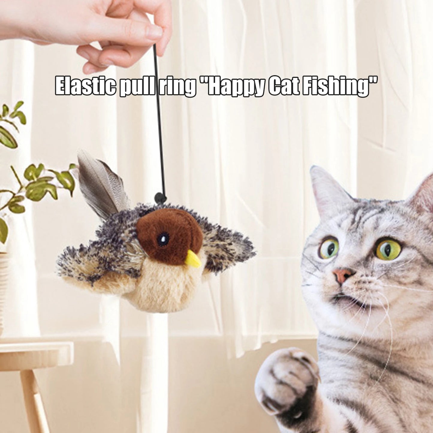 Flappy Bird Cat Toy Cute Flapping Wings Bird Toy for Cats Interactive Kitten Exercise Toy Touch Activated Catnip Toys Sandpiper