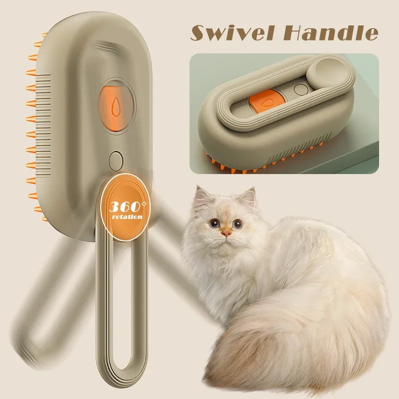 3-in-1 Steam Brush – Grooming Comb with Spray & Massage