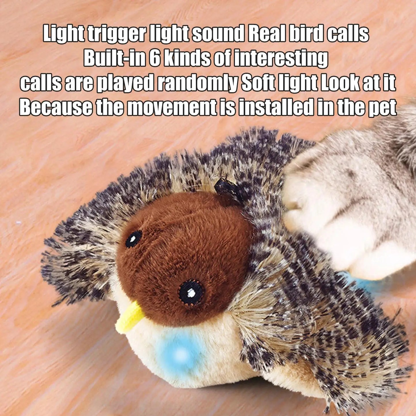 Flappy Bird Cat Toy Cute Flapping Wings Bird Toy for Cats Interactive Kitten Exercise Toy Touch Activated Catnip Toys Sandpiper