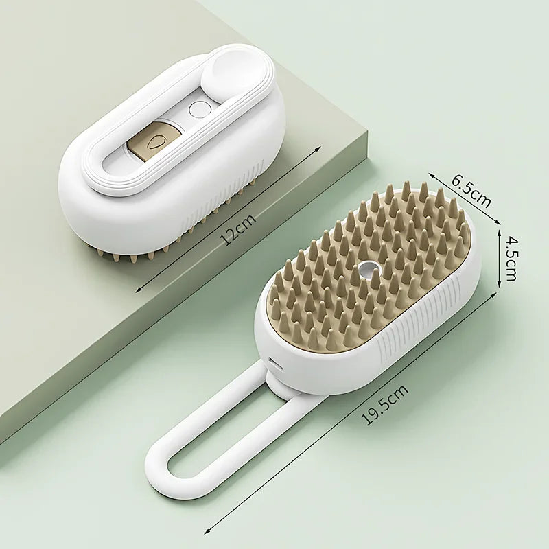 3-in-1 Steam Brush – Grooming Comb with Spray & Massage