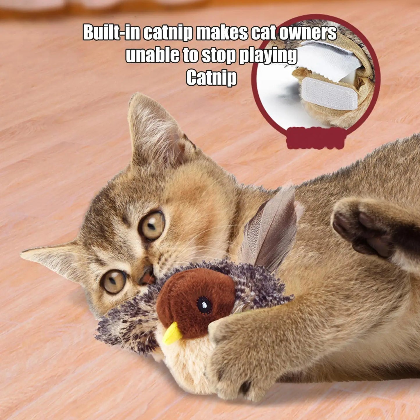 Flappy Bird Cat Toy Cute Flapping Wings Bird Toy for Cats Interactive Kitten Exercise Toy Touch Activated Catnip Toys Sandpiper